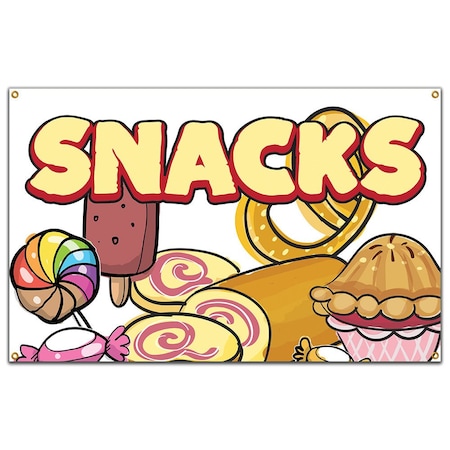 Signmission Snacks Banner Concession Stand Food Truck Single Sided B-72 Snacks19